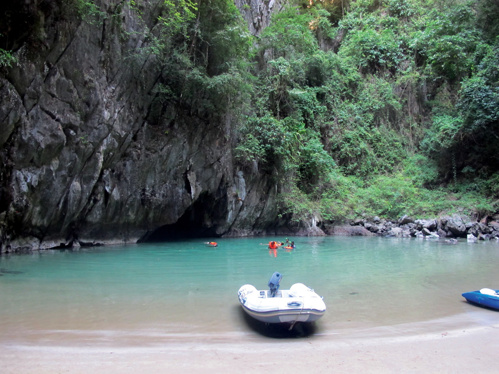 Inside the Emerald Cave on Koh Muk