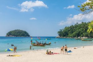 Kata Beach in front of Club Med  the new normal: no sunbeds - Photo by IMAGE asia