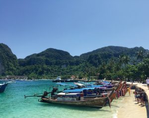 Longtail boats ready to take day-trippers from Ton Sai Bay - Photo by Bill O?leary