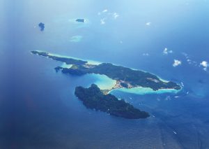 Phi Phi Don from the southwest, with Koh Yung, Koh Maipai & (just visible) Hin Klang Reef - Photo by Bill O'leary