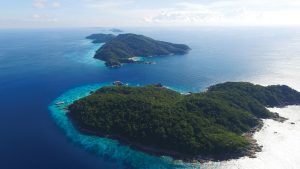 The Similans, north to south (Island #9 to #1) - Photo by Image courtesy of Lee Marine International Marine Brokerage. Photographer: Jim Poulsen