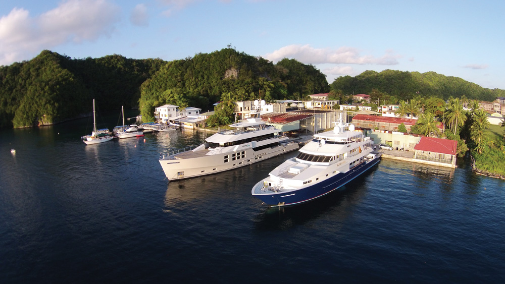 Superyachts at Sam’s Place | Photo by Captain David Thornburn