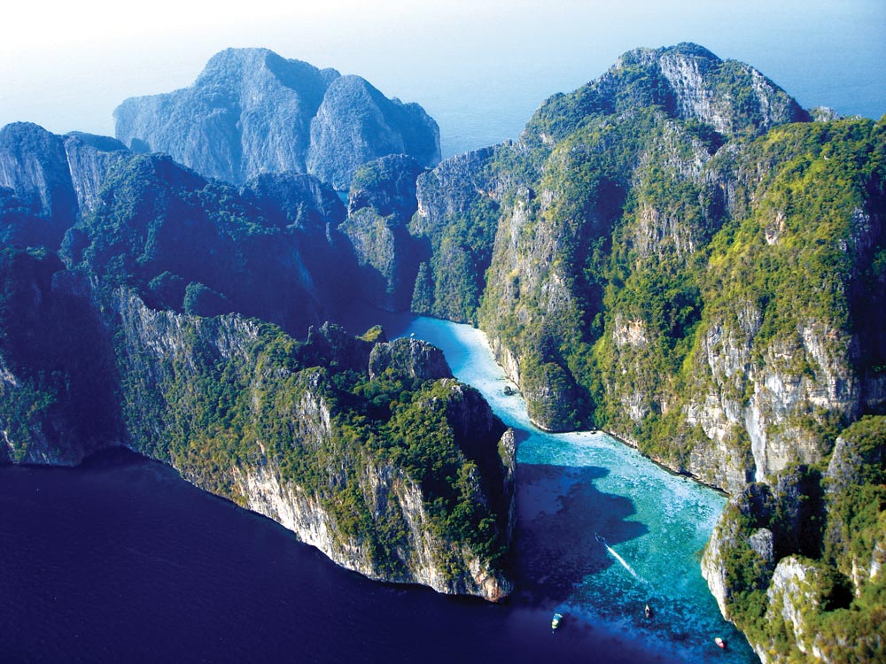 Spectacular coral filled Hong Pileh, Koh Phi Phi Le