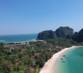 Railay Beach and East Railay with its long floating jetty just visible