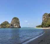 Shady cliffs at Tham Phra Nang beach