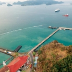 Drone shot of Awarna Porto Malai Resorts World and Genting Call Port Pier