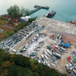 Drone shot of B &amp; V Marine shipyard in Langkawi