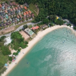 Drone shot of the southwest corner of Batu Ferringhi in Penang