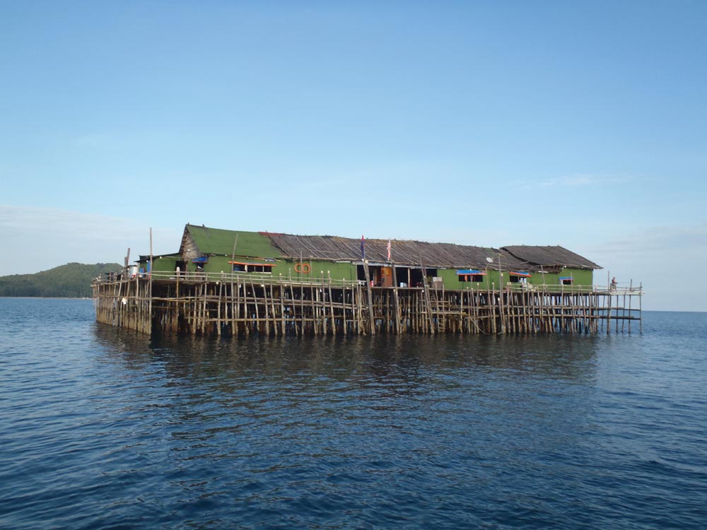 Kelong fishing structure 20 miles southwest of Pulau Sibu