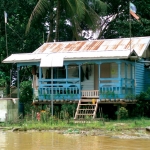Riverside dwelling on the Kinabatangan River