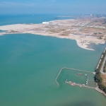 Drone shot of Malacca Marina anchorage and reclamation