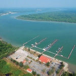 Drone shot of the marina at Pulau Indah, Port Klang