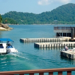 A resort&#039;s dinghy pontoons at Pankor Laut, Malaysia