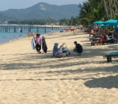 Beach vendor selling clothes at Mae Nam, Samui