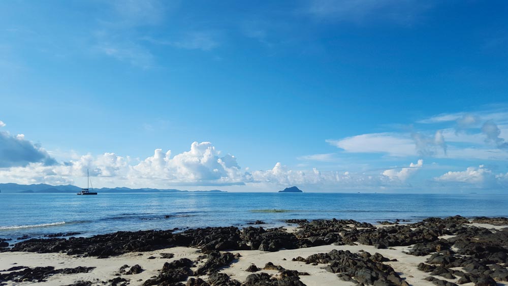 Peaceful early morning on Koh Naka Yai's east coast – ashore at anchorage 'C' before day trip speedboats take over | Photo by Grenville Fordham