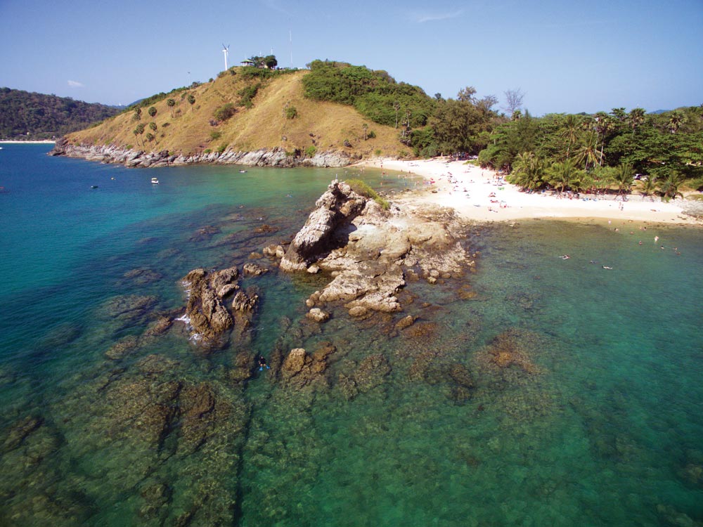 Ya Nui Beach looking north to Windmill Point and Nai Harn