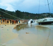 Yachts beached at Kings Cup Regatta 2011