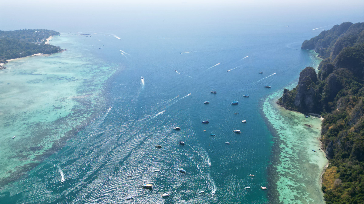 The anchorage at Ton Sai Bay, Phi Phi Island
