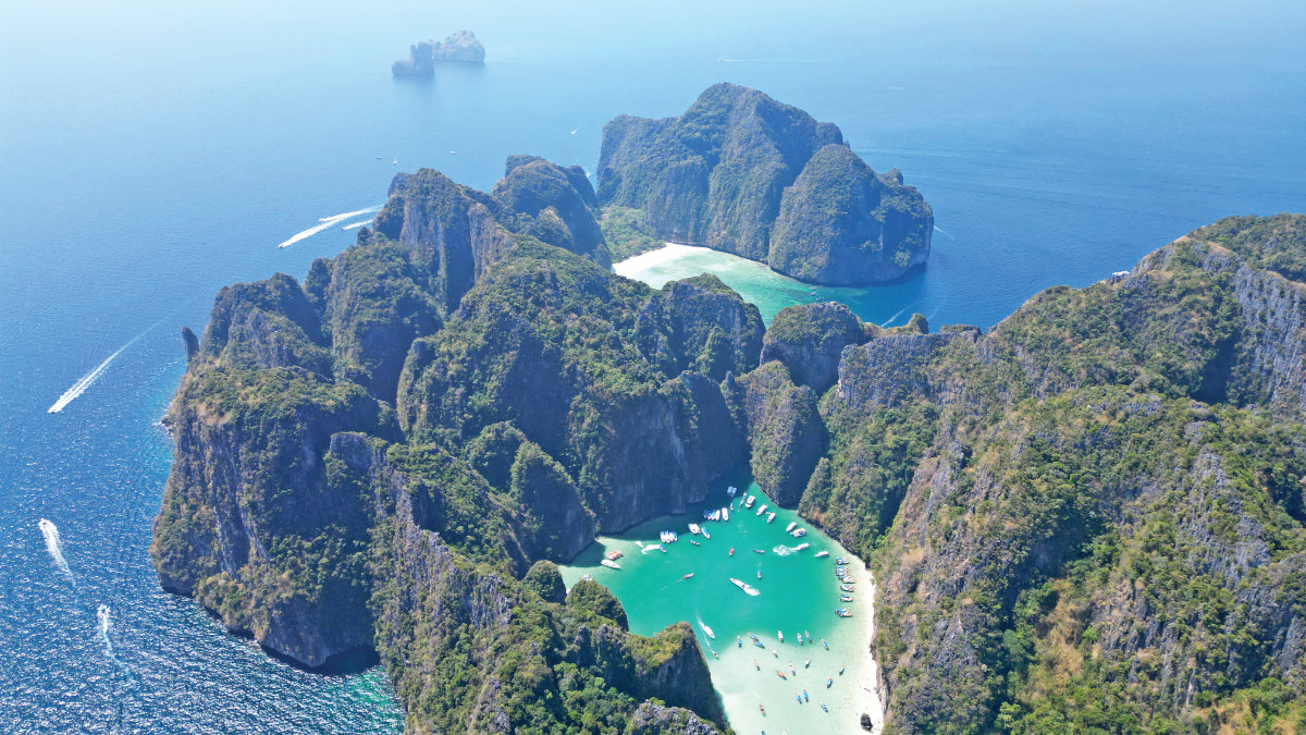Koh Phi Phi Le with Koh Bida in the distance | Photo by Grenville Fordham